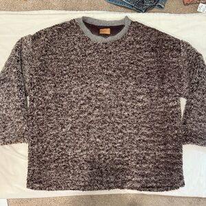 POL Textured Brown and Gray Crewneck Sweater